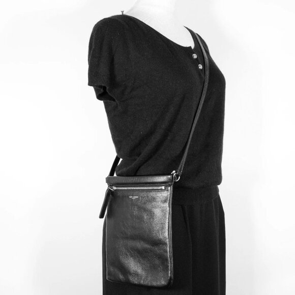 SAINT LAURENT PARIS Sacosh Shoulder Bag 581697 1GE0E 1000 NERO black leath - Picture 8 of 12